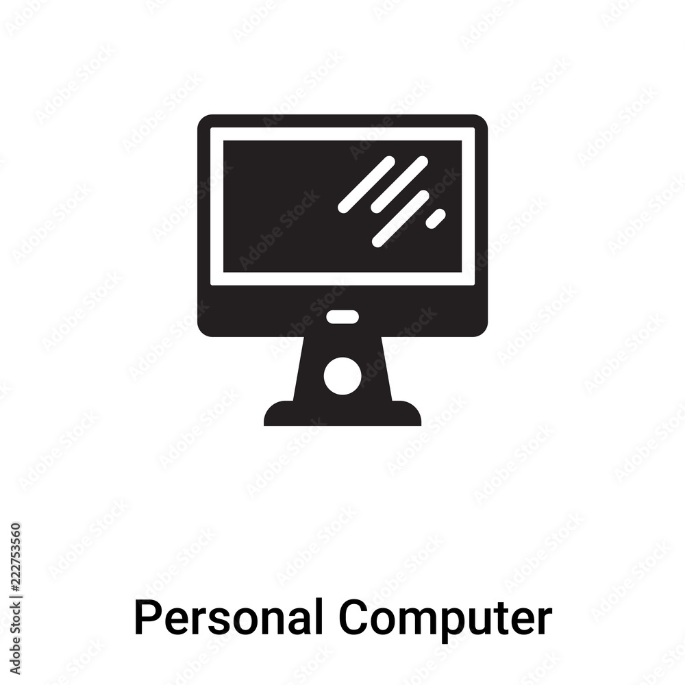 Personal Computer icon vector isolated on white background, logo concept of Personal Computer sign on transparent background, black filled symbol Personal Computer icon vector isolated on white background, logo concept of Personal Computer sign on transparent background, black filled symbol