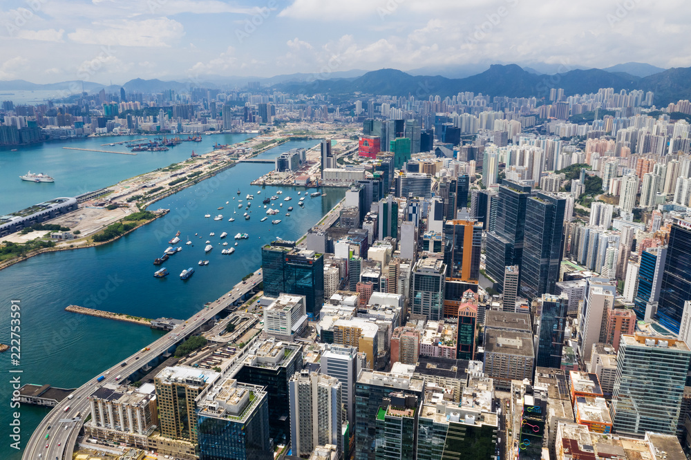 Aerial view of Hong Kong skyline