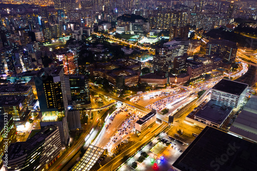  Top view of Hong Kong traffic at night
