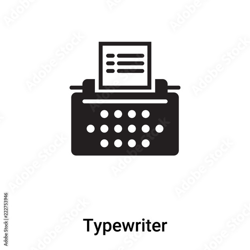 Typewriter icon vector isolated on white background, logo concept of Typewriter sign on transparent background, black filled symbol