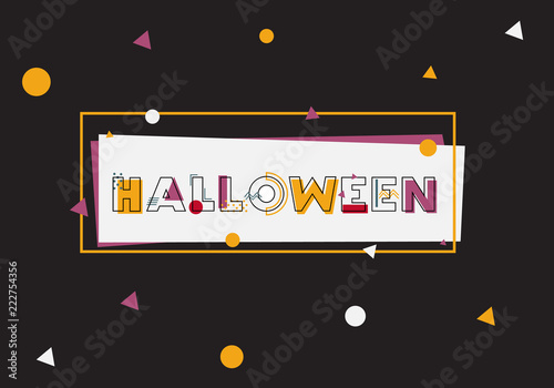 Happy Halloween Sale Banner with lettering. Geometric font in memphis style 80s-90s design vector illistration.