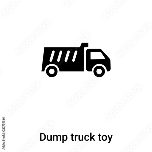 Dump truck toy icon vector isolated on white background, logo concept of Dump truck toy sign on transparent background, black filled symbol