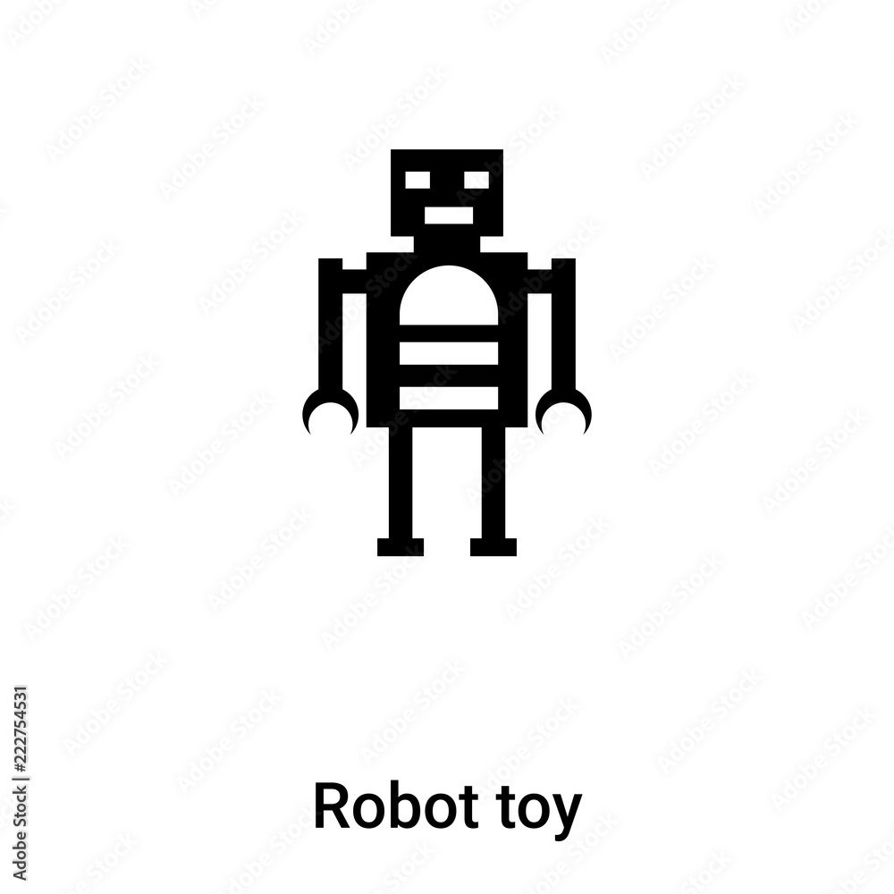 Robot toy icon vector isolated on white background, logo concept of Robot toy sign on transparent background, black filled symbol Robot toy icon vector isolated on white background, logo concept of Robot toy sign on transparent background, black filled symbol