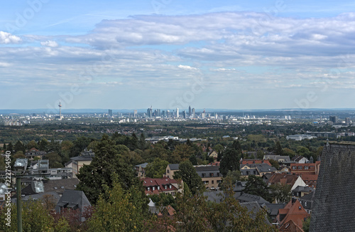 view from kronberger castle on the skyline of frankfurt am main, germany