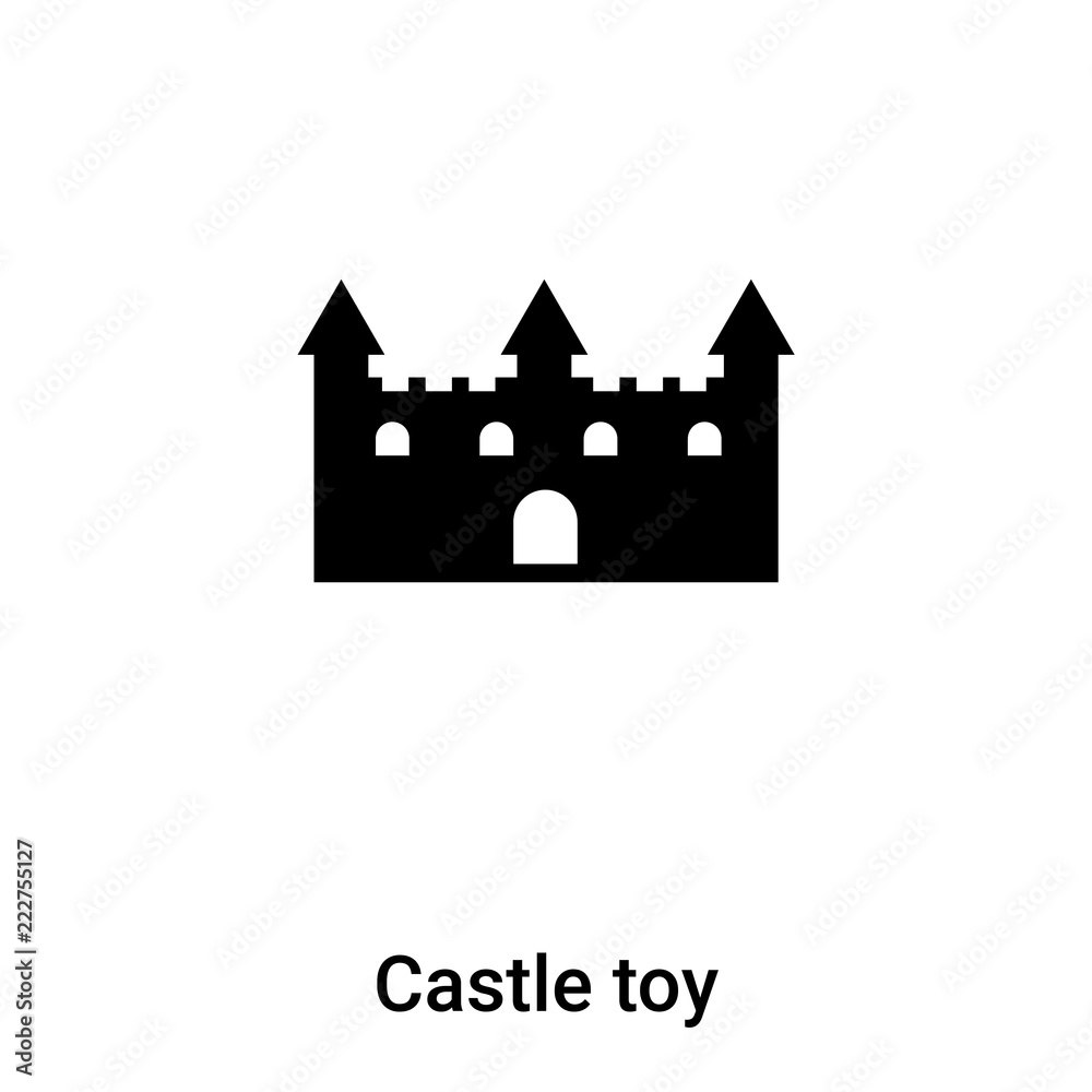 Castle toy icon vector isolated on white background, logo concept of Castle toy sign on transparent background, black filled symbol