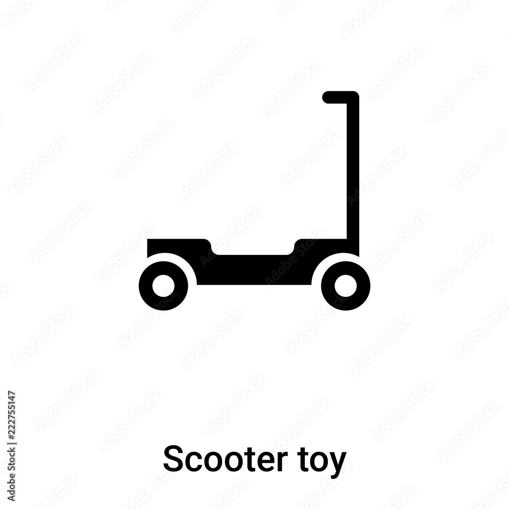 Scooter toy icon vector isolated on white background, logo concept of Scooter toy sign on transparent background, black filled symbol