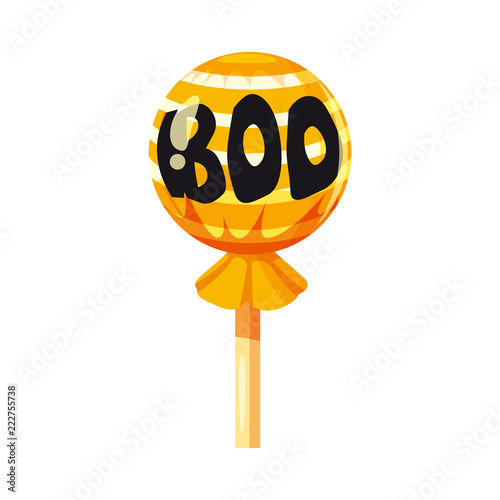 Colored sweets, lollipop, hard candy, Boo, caramel, Halloween holiday. Vector, isolated, cartoon style