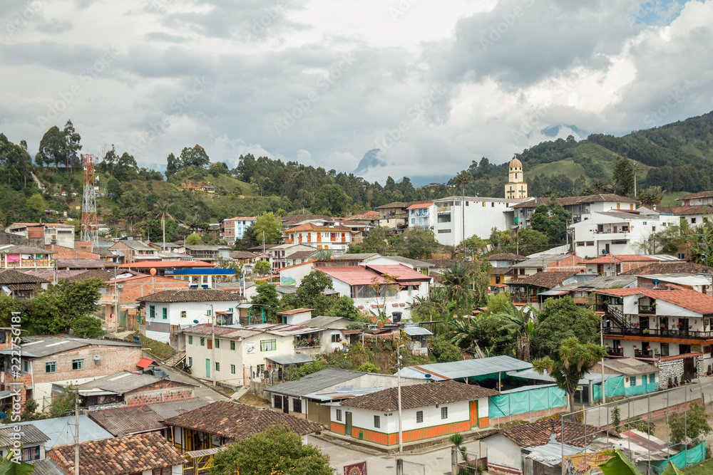 View of the touristic village of Salento, Quindio, Colombia