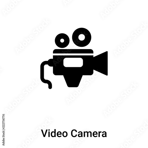 Video Camera icon vector isolated on white background, logo concept of Video Camera sign on transparent background, black filled symbol