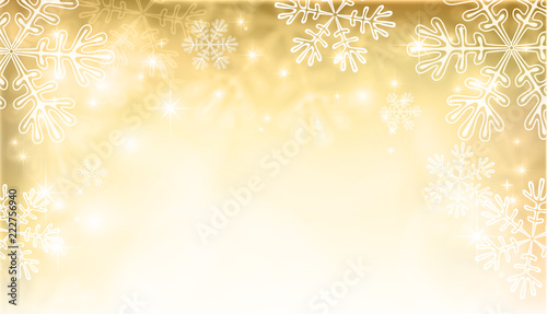 Magic gold Christmas background with snowflakes.Template for your design, flyer, card, gift, banner and poster. Vector illustration