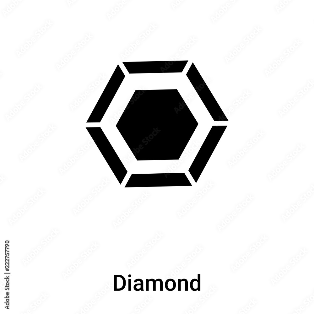 Diamond icon vector isolated on white background, logo concept of Diamond sign on transparent background, black filled symbol