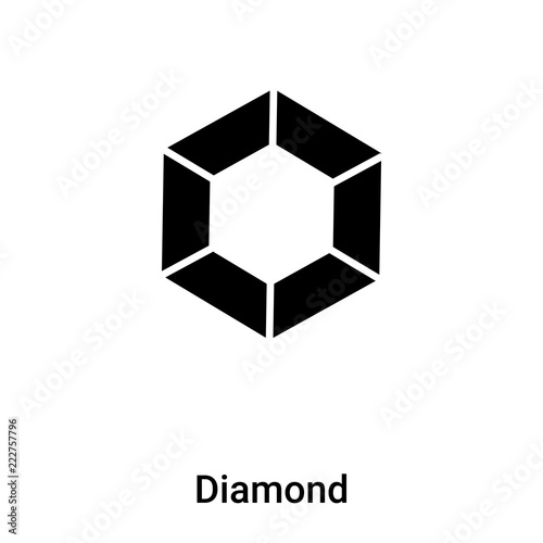Diamond icon vector isolated on white background  logo concept of Diamond sign on transparent background  black filled symbol