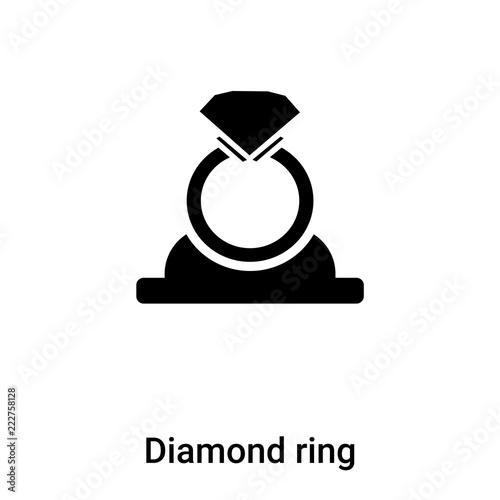 Diamond ring icon vector isolated on white background, logo concept of Diamond ring sign on transparent background, black filled symbol