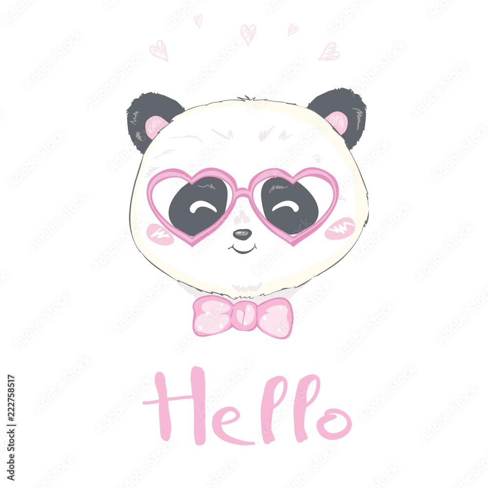 Panda illustration vector, cute panda head isolated on white background