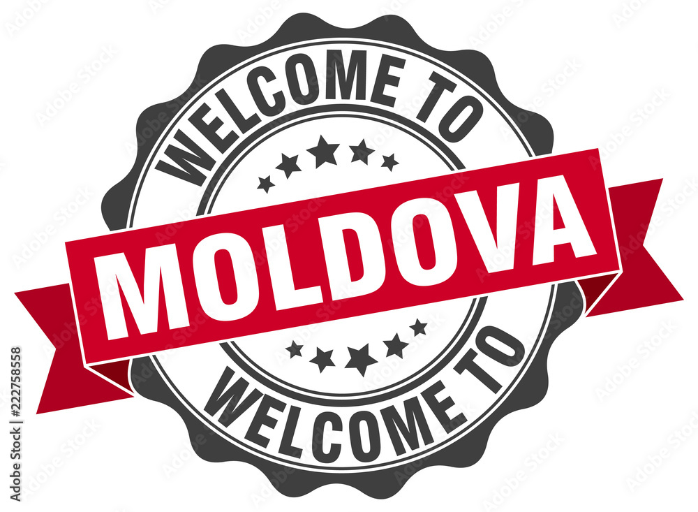 Fototapeta premium Moldova round ribbon seal