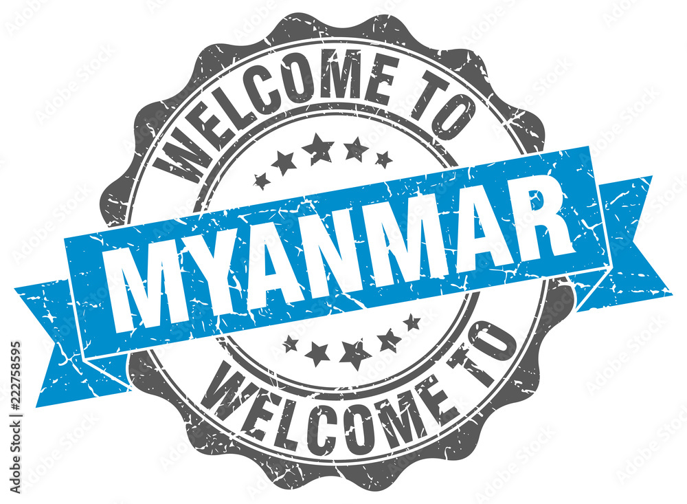 Fototapeta premium Myanmar round ribbon seal