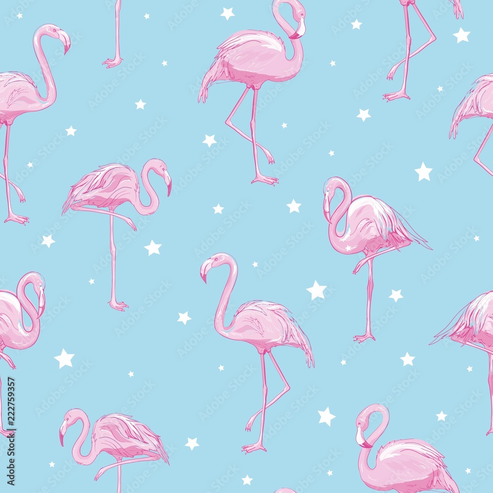 Fototapeta premium seamless flamingo pattern vector illustration