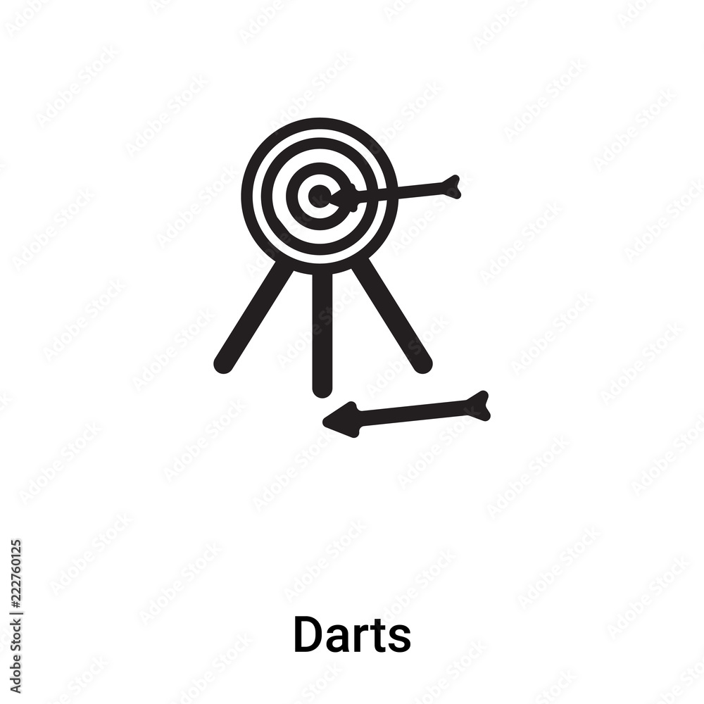 Darts icon vector isolated on white background, logo concept of Darts sign on transparent background, black filled symbol Darts icon vector isolated on white background, logo concept of Darts sign on transparent background, black filled symbol