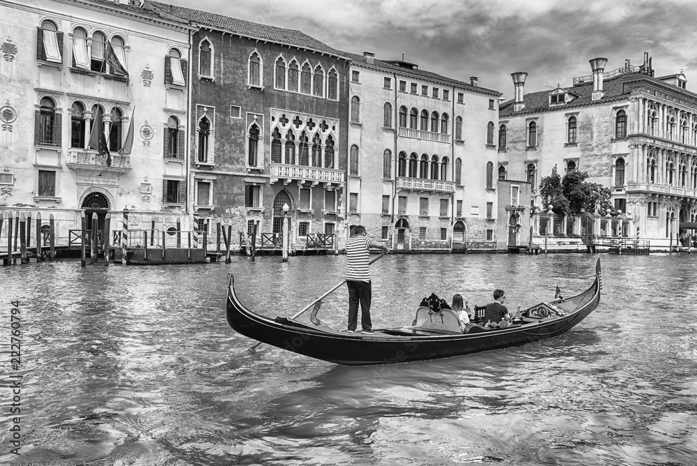 Traditional Gondola in Grand Canal of Venice, Italy