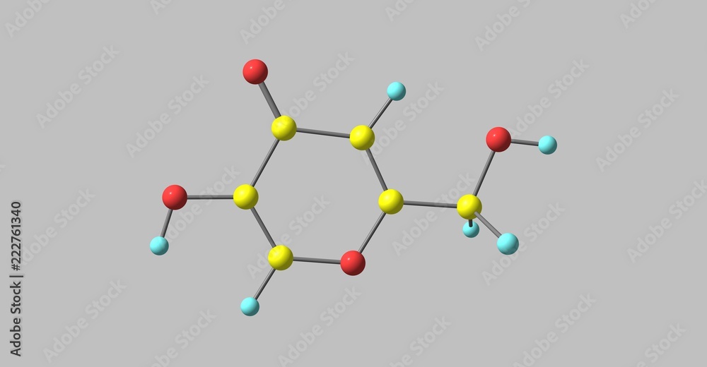 Kojic acid molecular structure isolated on grey