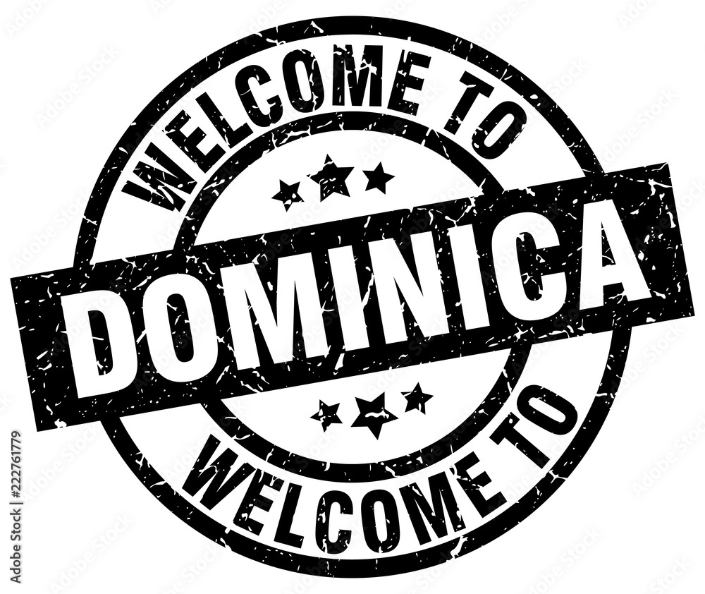 welcome to Dominica black stamp