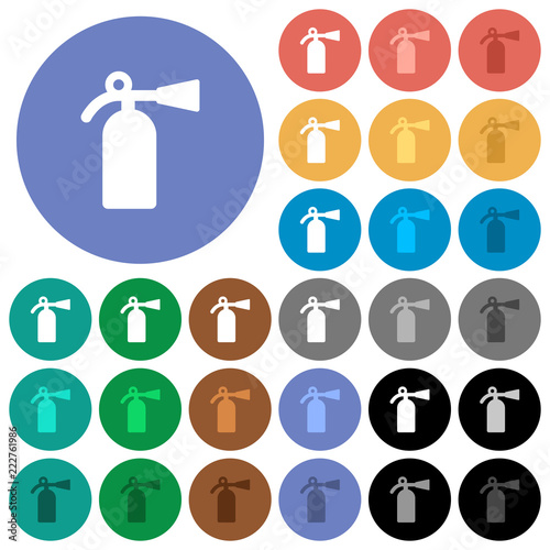 Fire extinguisher round flat multi colored icons