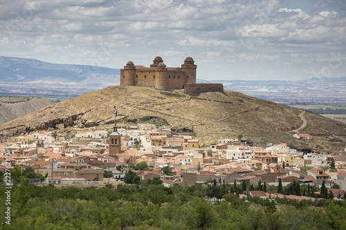 a view of La Calahorra town and the ancient Castle-Palace, Province of Granada, Spain