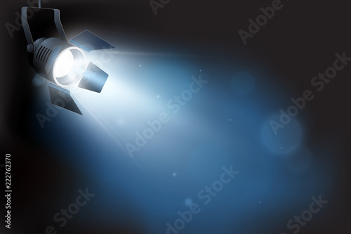 Spotlight on abstract blurred background with glowing effect, vector illustration