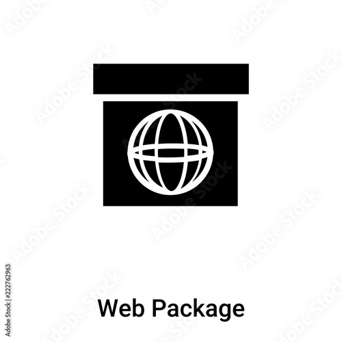 Web Package icon vector isolated on white background, logo concept of Web Package sign on transparent background, black filled symbol