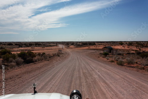 Camera installed on front bonnet of 4wd off road van in Outback Australia