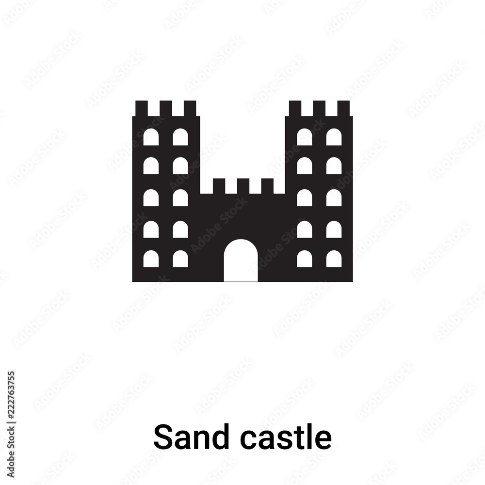 Sand castle icon vector isolated on white background, logo concept of Sand castle sign on transparent background, black filled symbol