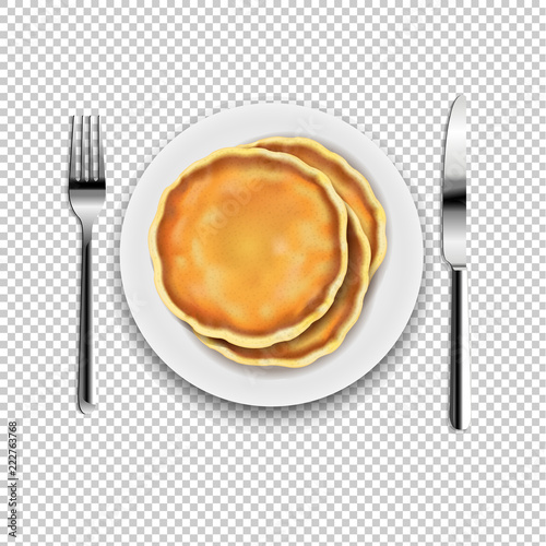 Plate With Fork And Knife With Transparent Background