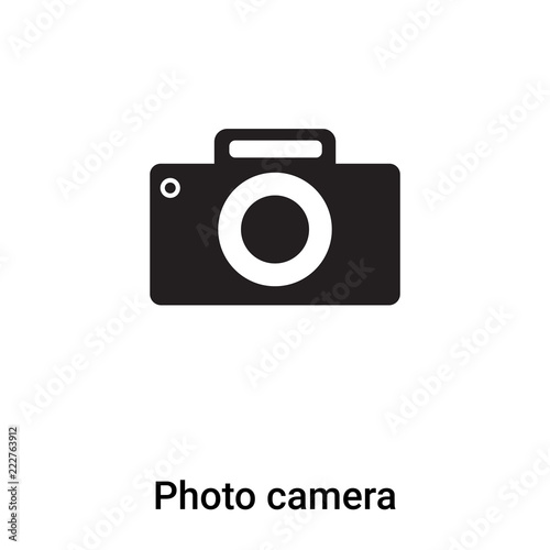 Photo camera icon vector isolated on white background, logo concept of Photo camera sign on transparent background, black filled symbol