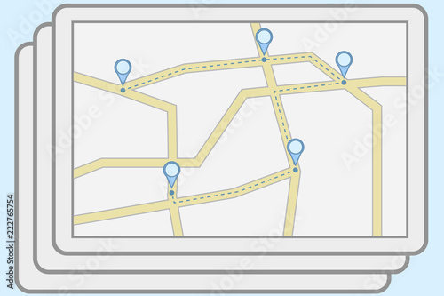 City map with some location tags 