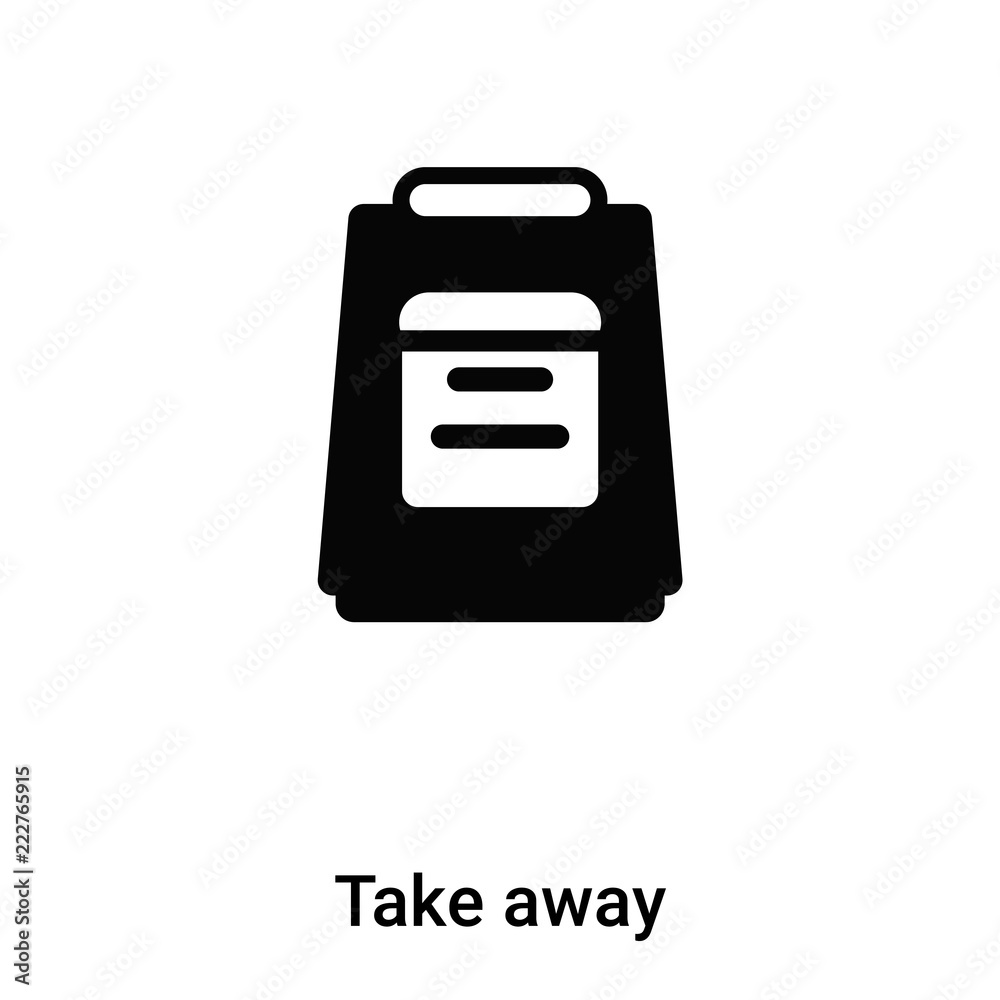 Take away icon vector isolated on white background, logo concept of Take away sign on transparent background, black filled symbol Take away icon vector isolated on white background, logo concept of Take away sign on transparent background, black filled symbol