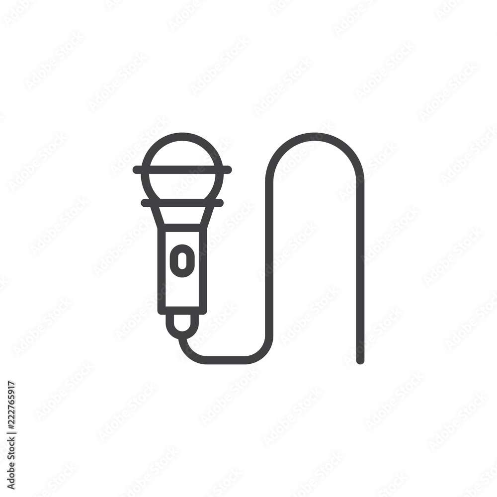 Microphone outline icon. linear style sign for mobile concept and web design. Voice recording line vector icon. Symbol, logo illustration. Pixel perfect vector graphics