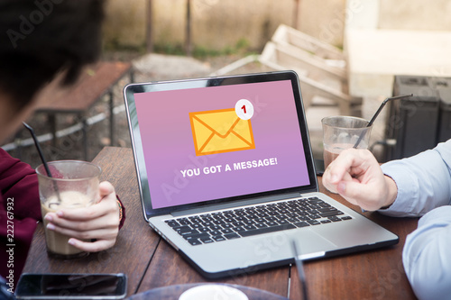You've got a mail message on laptop screen concept