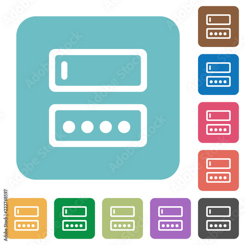 Entering login name and password rounded square flat icons