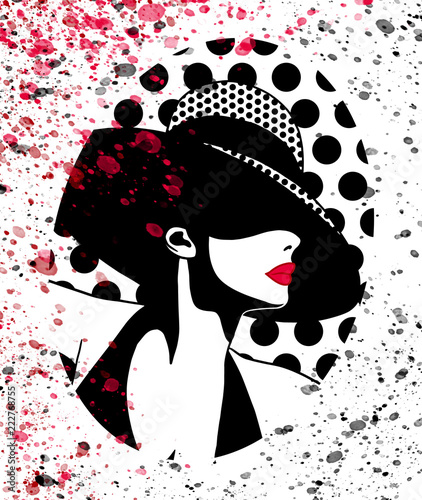 Amazing black and white girl artwork with color splash