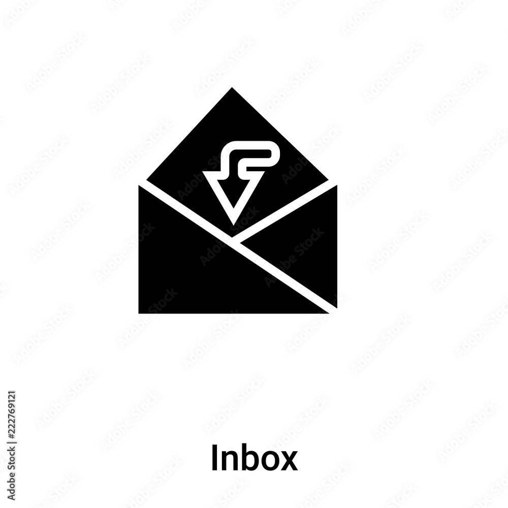 Inbox icon vector isolated on white background, logo concept of Inbox sign on transparent background, black filled symbol Inbox icon vector isolated on white background, logo concept of Inbox sign on transparent background, black filled symbol