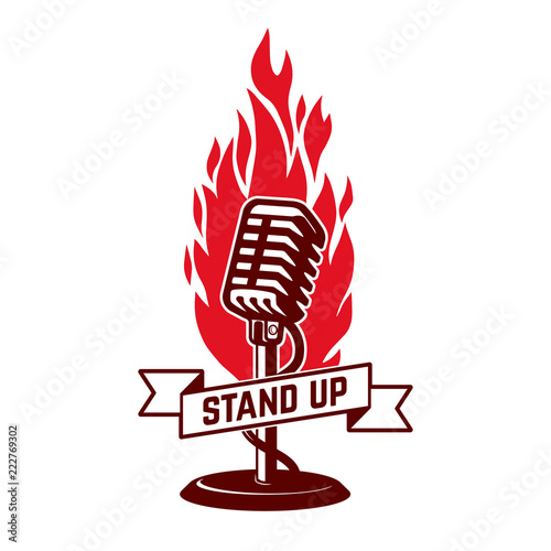 Stand up show emblem template. Design element for poster, flyer, emblem, sign.