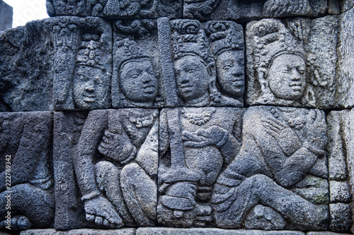 Stone-wall relief of Borobudur Temple, Yogyakarta, Indonesia 1