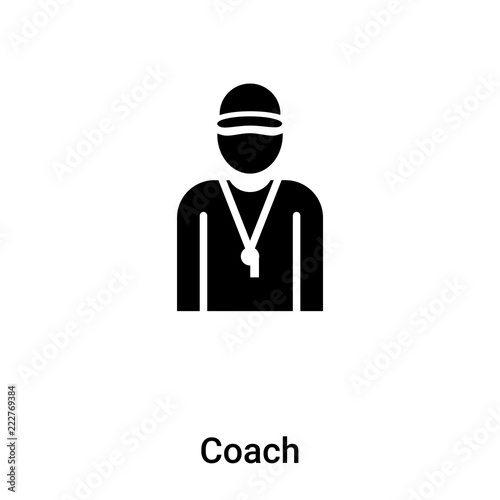 Coach icon vector isolated on white background, logo concept of Coach sign on transparent background, black filled symbol
