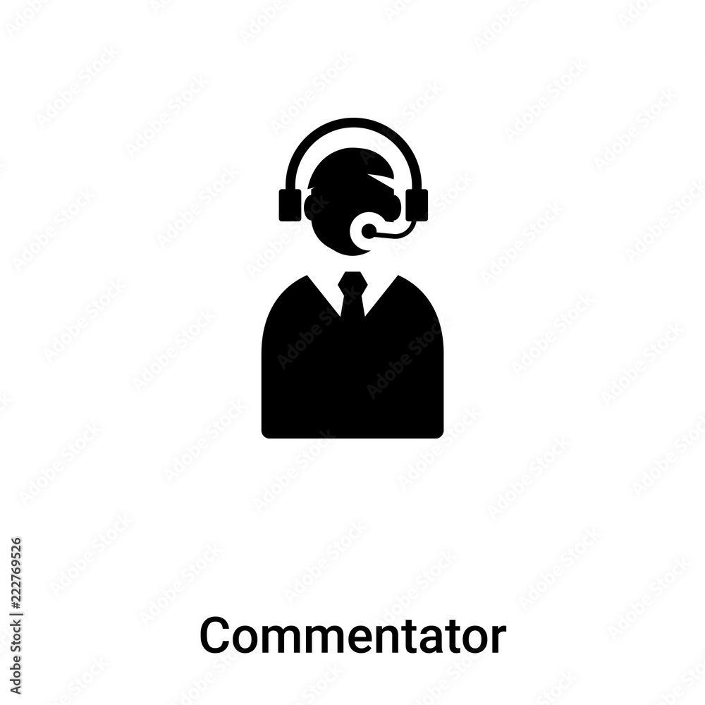 Commentator icon vector isolated on white background, logo concept of Commentator sign on transparent background, black filled symbol Commentator icon vector isolated on white background, logo concept of Commentator sign on transparent background, black filled symbol