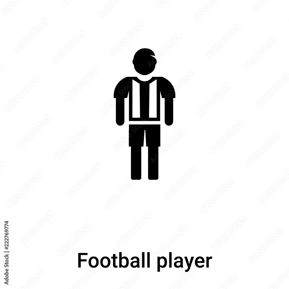 Football player icon vector isolated on white background, logo concept of Football player sign on transparent background, black filled symbol Football player icon vector isolated on white background, logo concept of Football player sign on transparent background, black filled symbol