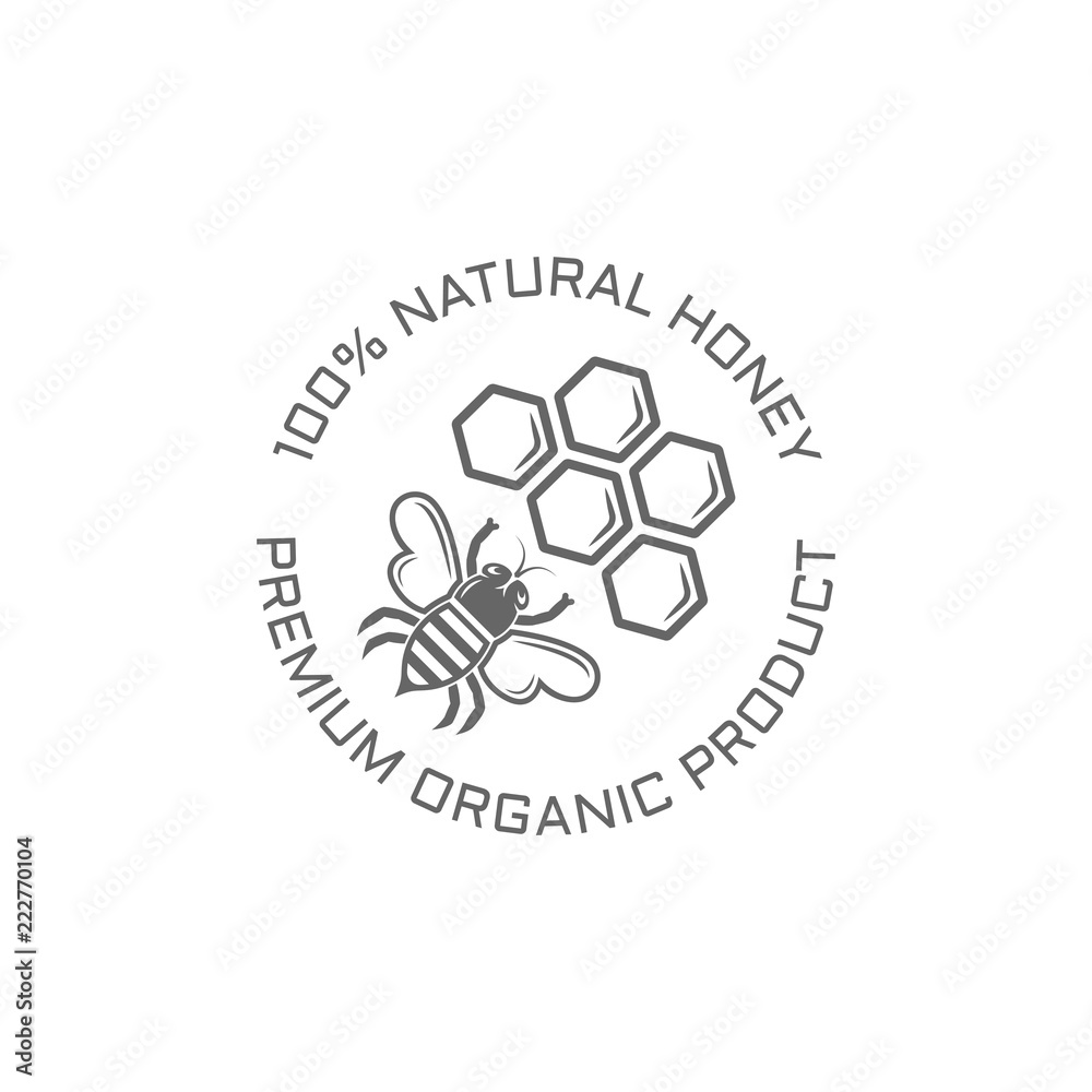 Bee and honeycomb isolated vector emblem Bee and honeycomb isolated vector emblem