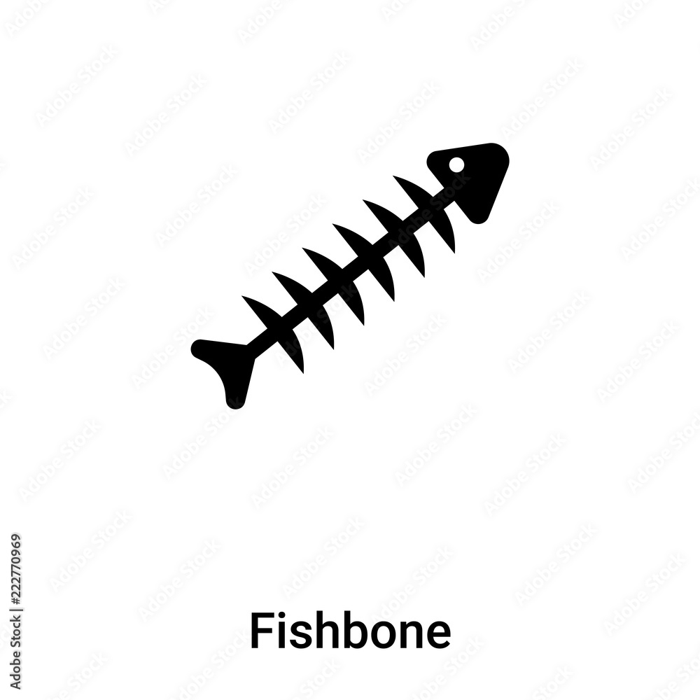 Fishbone icon vector isolated on white background, logo concept of Fishbone sign on transparent background, black filled symbol Fishbone icon vector isolated on white background, logo concept of Fishbone sign on transparent background, black filled symbol