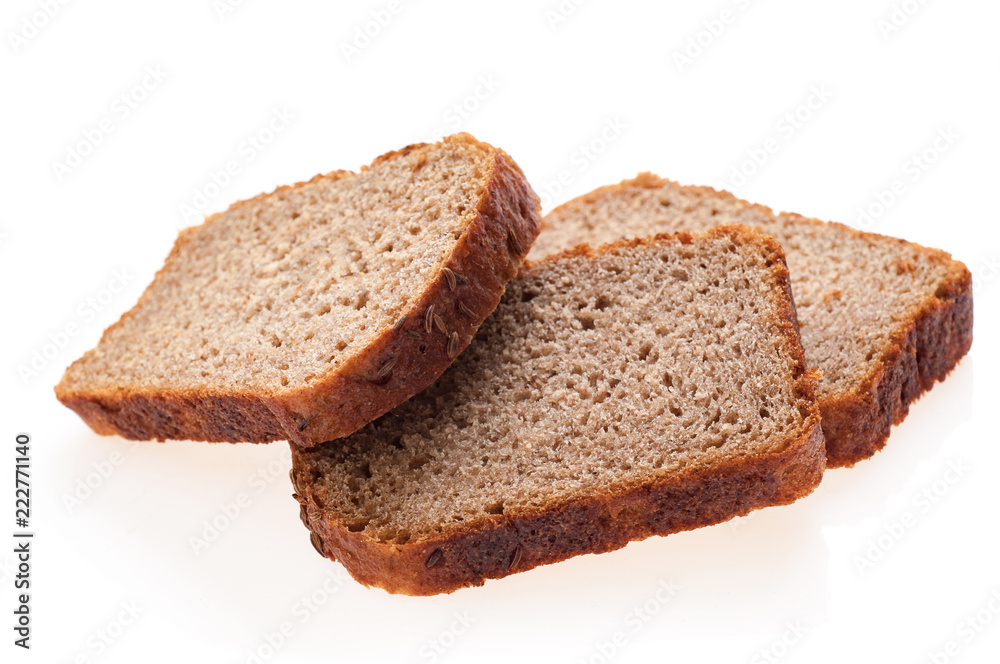 Fresh Rye bread slice isolated on white background.