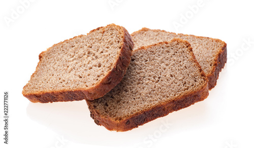 Slices of bread isolated on white background