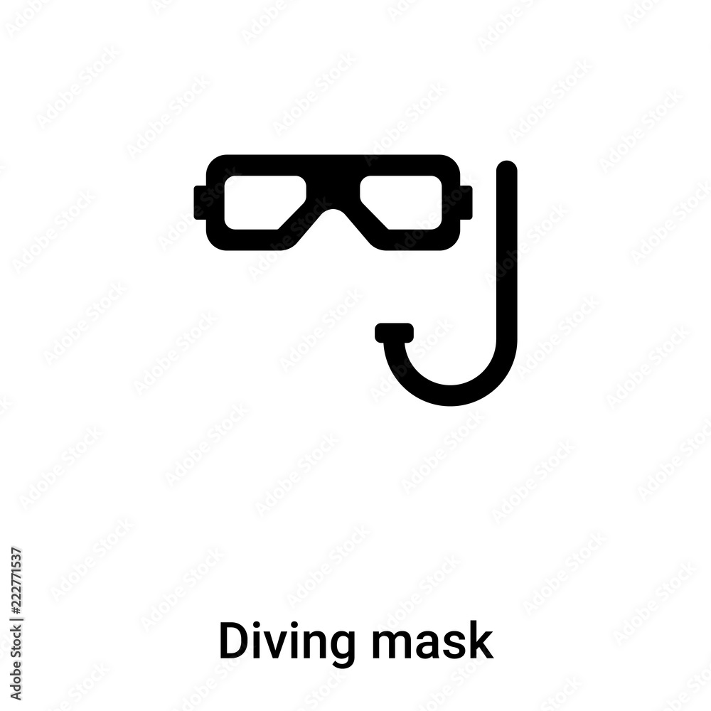 Diving mask icon vector isolated on white background, logo concept of Diving mask sign on transparent background, black filled symbol Diving mask icon vector isolated on white background, logo concept of Diving mask sign on transparent background, black filled symbol